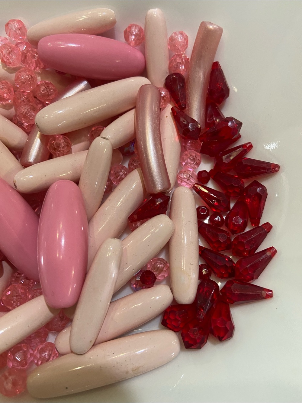 Pink and Red Acrylic Beads - Shimmery Pink & Ruby Tones